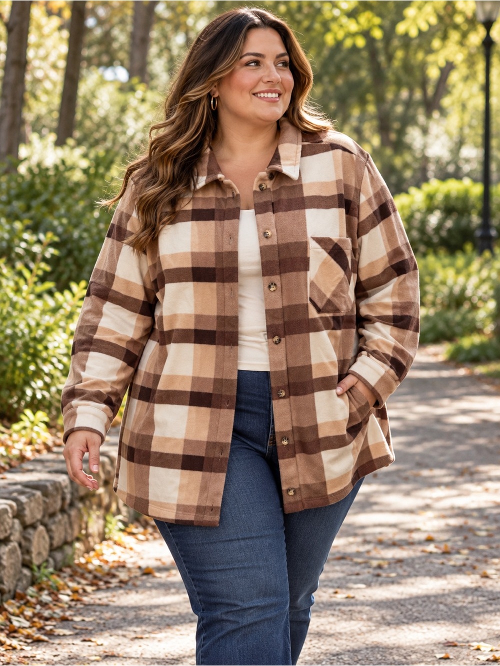 Susan Graver Weekend Plaid Polar Fleece Shirt Jacket